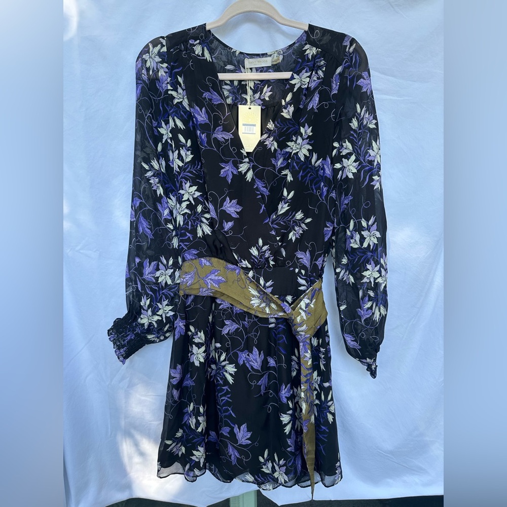 Ramy Brook Black Dress with Purple Floral Pattern-Size 0